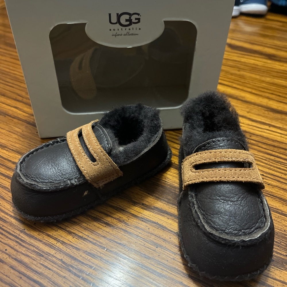 UGG Baby Black and Tan Shoes